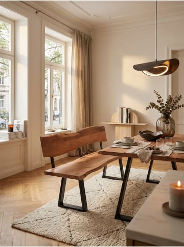 KADIMA DESIGN Sitzbank mit Lehne | Akazie, 160x83,5cm, Baumkante, 3-Sitzer
