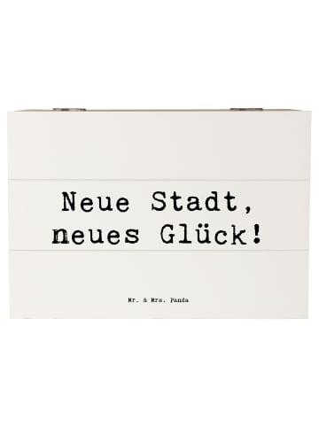 Mr. & Mrs. Panda Holzkiste Spruch Umzug neue Stadt mit Spruch in Weiß
