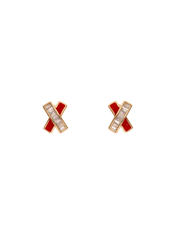 NAEMI Women Earrings in Rose Gold Red