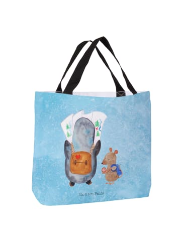 Mr. & Mrs. Panda Tote Bag Pinguin & Maus Wanderer ohne Spruch in Eisblau