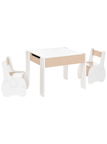 Beliani 3-tlg Esstisch Set LOYD in Weiß/Braun