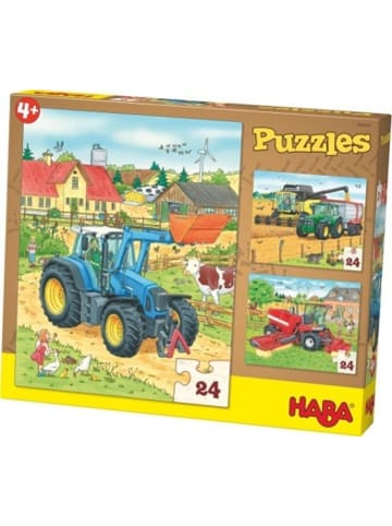 HABA Sales GmbH & Co.KG Puzzles Traktor & Co. 3 Motive je 24 Teile