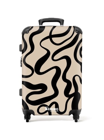 NoBoringSuitCases Suitcase Beige mit schwarzen abstrakten Linien –