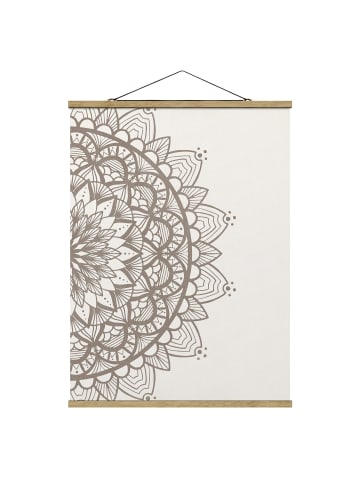 WALLART Stoffbild - Mandala Illustration shabby beige weiß in Weiß