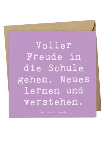 Mr. & Mrs. Panda Klappkarte Spruch Schulanfang Freude mit Spruch in Lavendeltraum