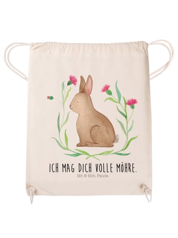Mr. & Mrs. Panda Beutel Hase Sitzen mit Spruch in Creme