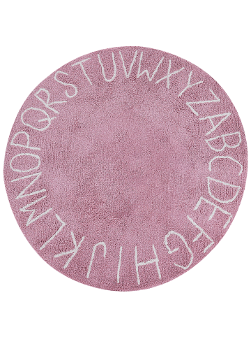 Beliani Kinderteppich VURGUN in Rosa/Weiß - (W) 120 x (L) 120 cm
