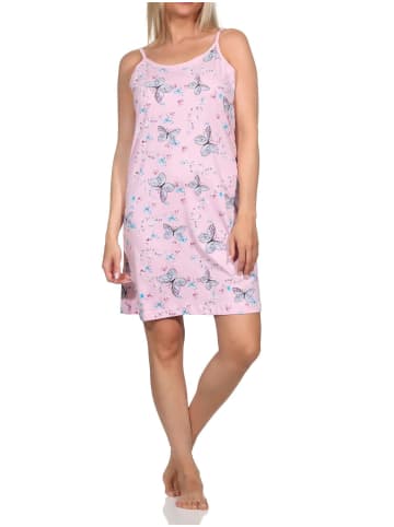 NORMANN Kurzarm Nachthemd Schmetterlingsprint - 85771 in rosa