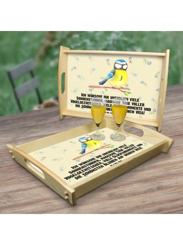 Mr. & Mrs. Panda Tablett Vogel Blaumeise mit Spruch in Blumig