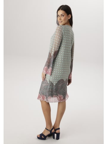 Aniston SELECTED Meshkleid in mint-anthra-wollweiß-altrosa