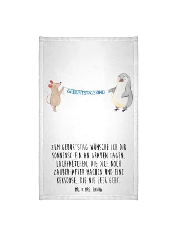 Mr. & Mrs. Panda Frotteetuch Maus Pinguin Geburtstag mit Spruch in Weiß