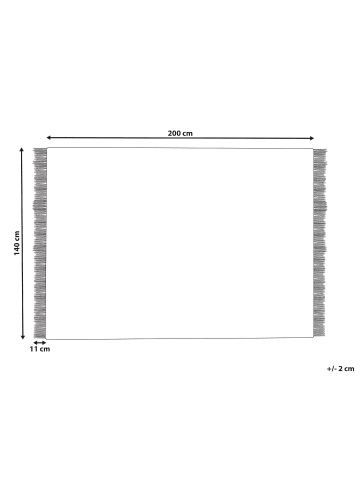 Beliani Geflochtener Teppich YAZLIK in Beige/Schwarz - (W) 140 x (H) 1.5 x (L) 200 cm