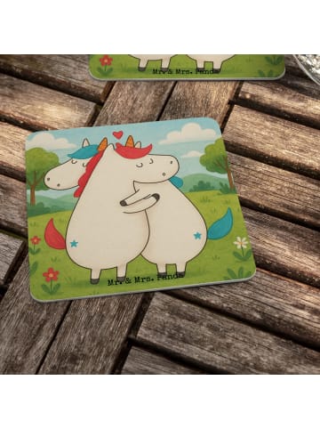 Mr. & Mrs. Panda Bierdeckel Einhorn Mitteilung Design ohne Spruch in Weiß