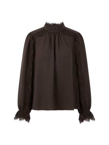 MARC CAIN COLLECTIONS Fließende Bluse mit Spitze in Seal Brown
