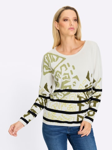 Heine Druck-Pullover in ecru-schilf-bedruckt