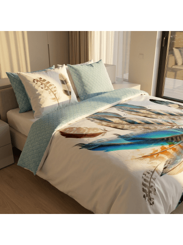 Traumschloss Comfort Flanell Bettwäsche - Feather - Federn, Vogel, Pfau in weiß