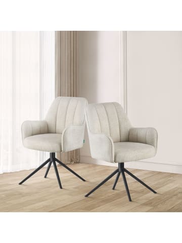 DUBI Möbel 2er-Set: Drehstuhl THOMAS-ZARA in Cremeweiß - (B)58 x (H)87 x  (T)62 cm