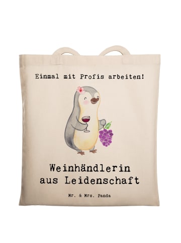 Mr. & Mrs. Panda Shopping Bag Weinhändlerin Leidenschaft mit Spruch in Creme
