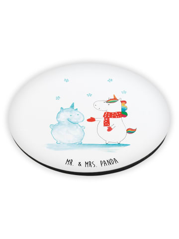 Mr. & Mrs. Panda Rund Magnet Einhorn Schneemann ohne Spruch in Weiß