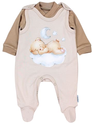 TupTam Baby Unisex Strampler-Set mit Aufdruck Spruch 2-tlg in beige/braun