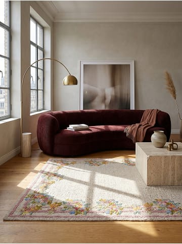 KADIMA DESIGN Wollteppich Kurzflor DAISY Floral Handgetuftet Naturfaser Wohnzimmer in Multi