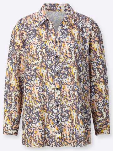 Sieh an! Longbluse in ecru-anthrazit-bedruckt