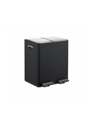 relaxdays Mülleimer in Schwarz/ Silber - 2x 15 Liter