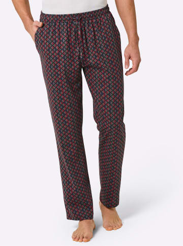 WITT WEIDEN Hose lang in schwarz-dunkelrot-bedruckt
