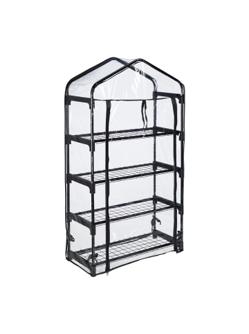 relaxdays Balkongewächshaus in Schwarz/ Transparent - (B)69 x (H)125 x (T)29 cm