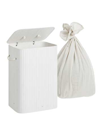 relaxdays Wäschekorb in Weiß - (B)40 x (H)60 x (T)30 cm