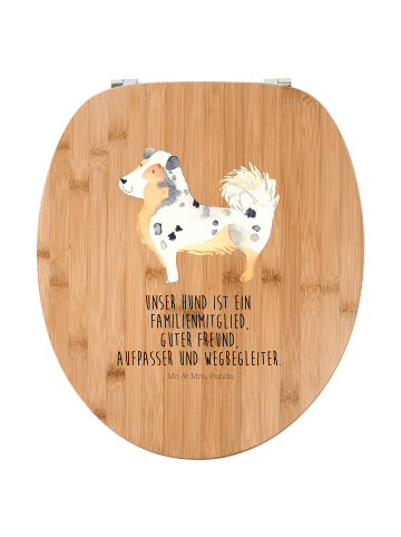 Mr. & Mrs. Panda Motiv WC Sitz Hund Australien Shepherd mit Spruch in Braun