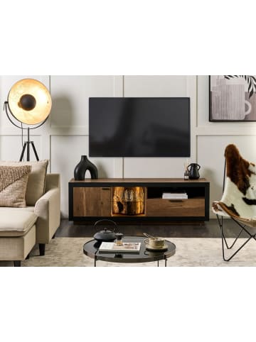 Beliani TV-Möbel MARANA in Schwarz/Braun - (W) 160 x (H) 51 x (L) 42 cm