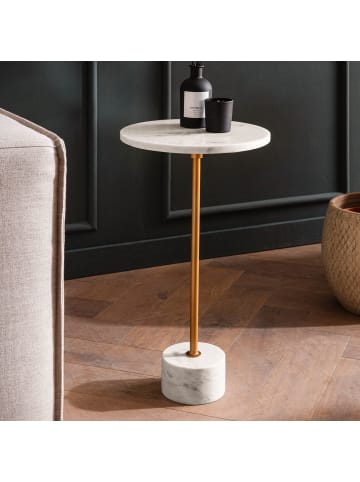 KADIMA DESIGN Beistelltisch Echter Marmor Metall 30x30x55,5 cm Anstelltisch