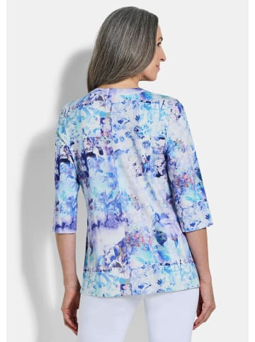 GOLDNER Sommertunika mit Biesen in blau / gemustert