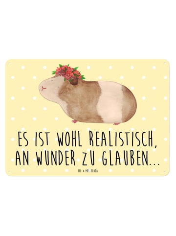 Mr. & Mrs. Panda Blechschild Meerschweinchen Weisheit mit Spruch in Gelb Pastell
