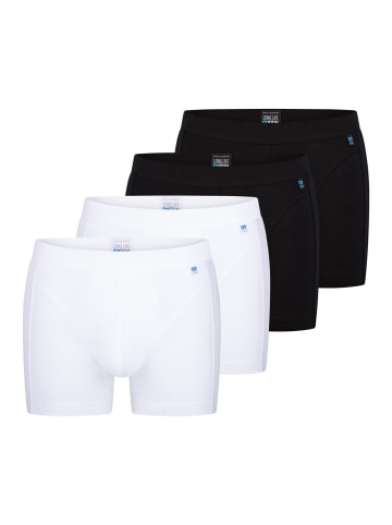 Schiesser Retro Short / Pant Long Life Cotton in Schwarz / weiß