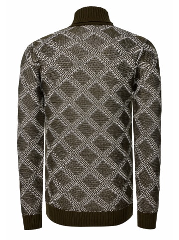 Rusty Neal Grobstrick mit Karomuster Rollkragen-Pullover in Khaki