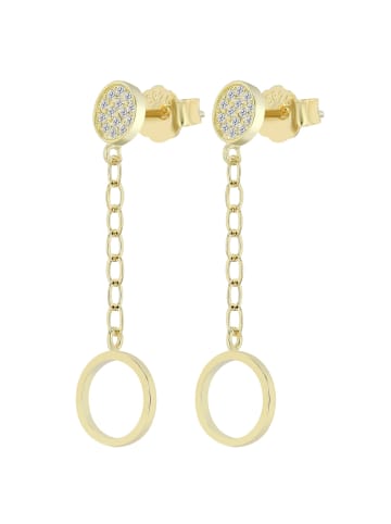 Adeliás Damen Ohrstecker aus 925 Silber mit Zirkonia in gold