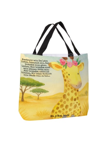 Mr. & Mrs. Panda Tote Bag Giraffe Blumenkranz Design mit Spruch in Weiß