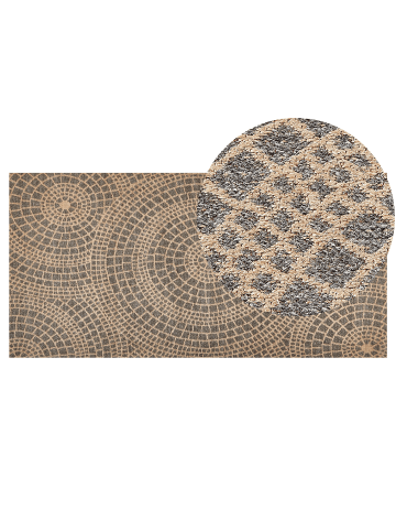 Beliani Geflochtener Teppich ARIBA in Grau/Beige - (W) 80 x (H) 0.7 x (L) 150 cm