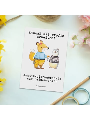 Mr. & Mrs. Panda Postkarte Justizvollzugsbeamte Leidenschaft mit... in Weiß