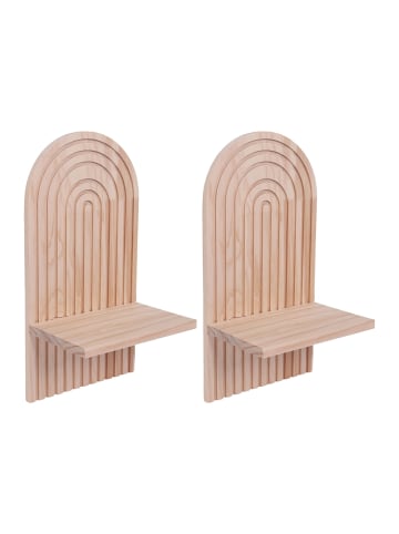 relaxdays 2 x Wandregal in Natur - (B)18 x (H)35 x (T)13 cm