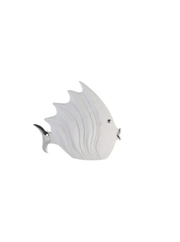 GILDE Figur "Fisch" in Weiß/ Silber - H. 26 cm - B. 29 cm
