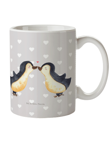 Mr. & Mrs. Panda Haferl Pinguin Liebe ohne Spruch in Grau Pastell