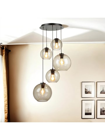 Licht-Erlebnisse Pendelleuchte (B)45 x (L)45 x (T)120 cm in Schwarz Rauchgrau