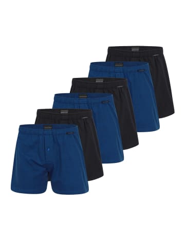 Schiesser Boxershorts Singel-Jersey in Blau / Schwarz