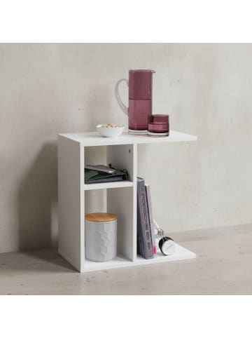 KADIMA DESIGN Beistelltisch 50x50x30 cm Holz Design Anstelltisch Sofa, in Weiß