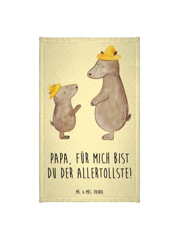 Mr. & Mrs. Panda Gästehandtuch Bären mit Hut mit Spruch in Gelb Pastell