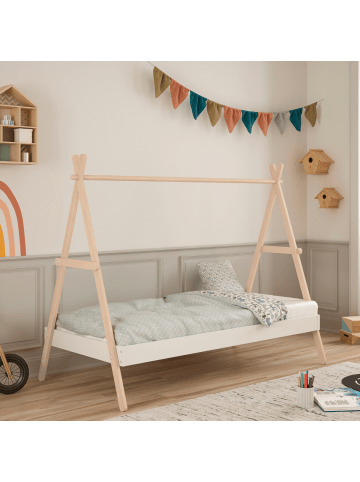CALICOSY Bett ELIOTT in Weiß - (W) 209,4  x (H) 160  x (L) 104,5  cm