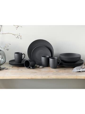 CreaTable Serie Lava Stone black, Geschirrset, Kombiservice 16 teilig in Schwarz